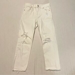 Gap Cheeky Straight High Rise Jeans Distressed Woman’s Size 27 4 Petite